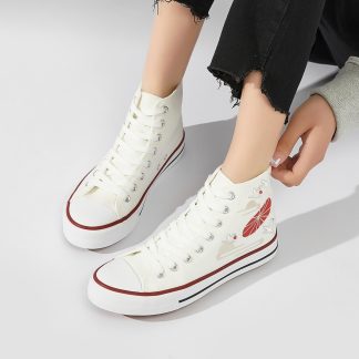 Asian Embroidered High Top Canvas Shoes