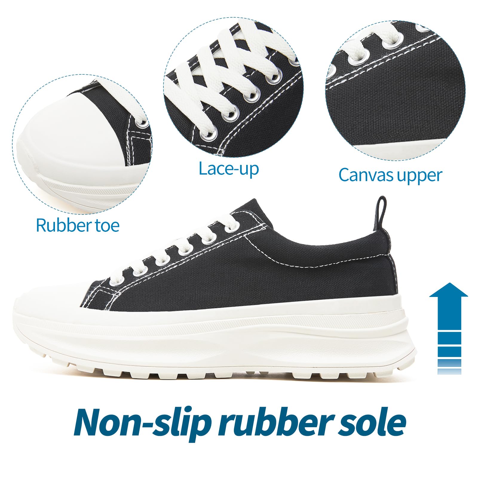 Black White Canvas Platform Shoes - Image 3