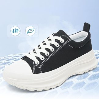 Black White Canvas Platform Shoes