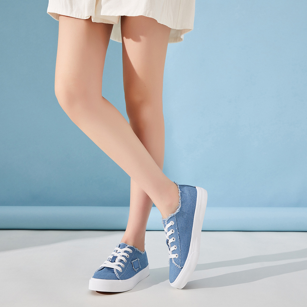 Light Blue Denim Platform Sneakers - Image 4