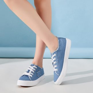 Light Blue Denim Platform Sneakers