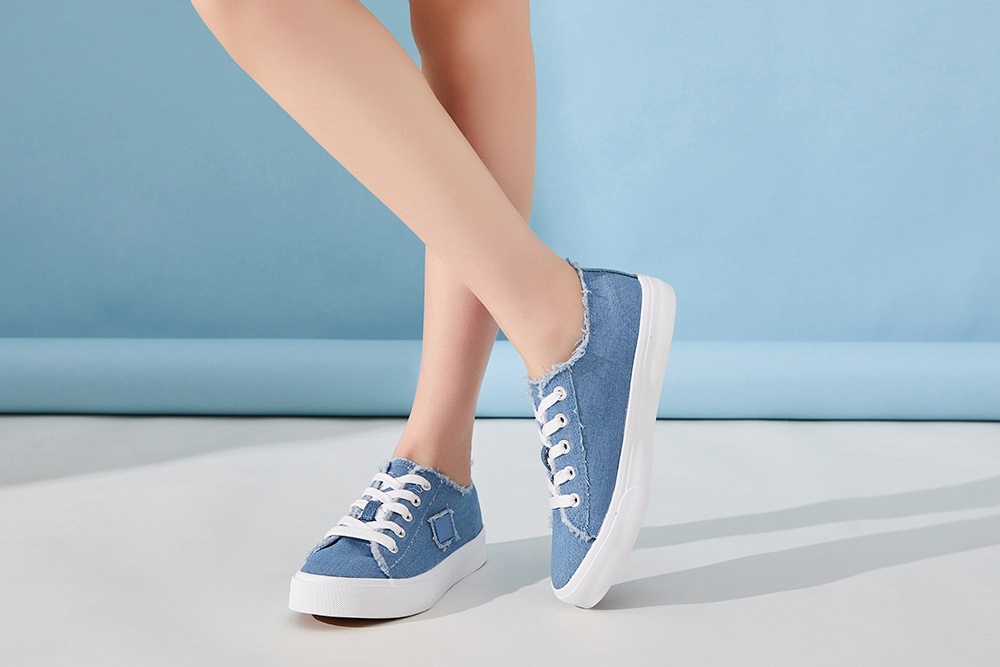Light Blue Denim Platform Sneakers