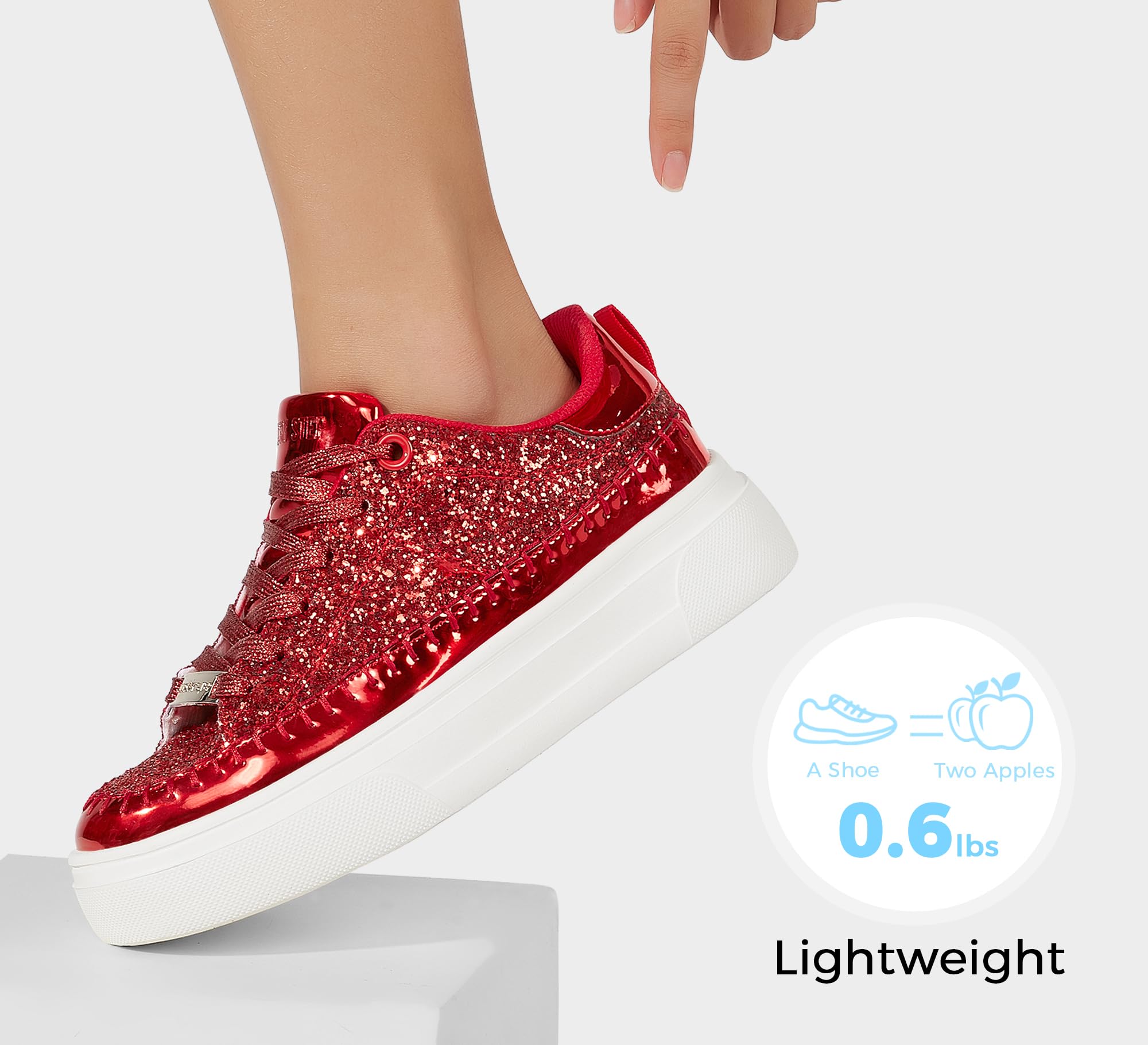 Red Glitter Platform Sneakers - Image 2