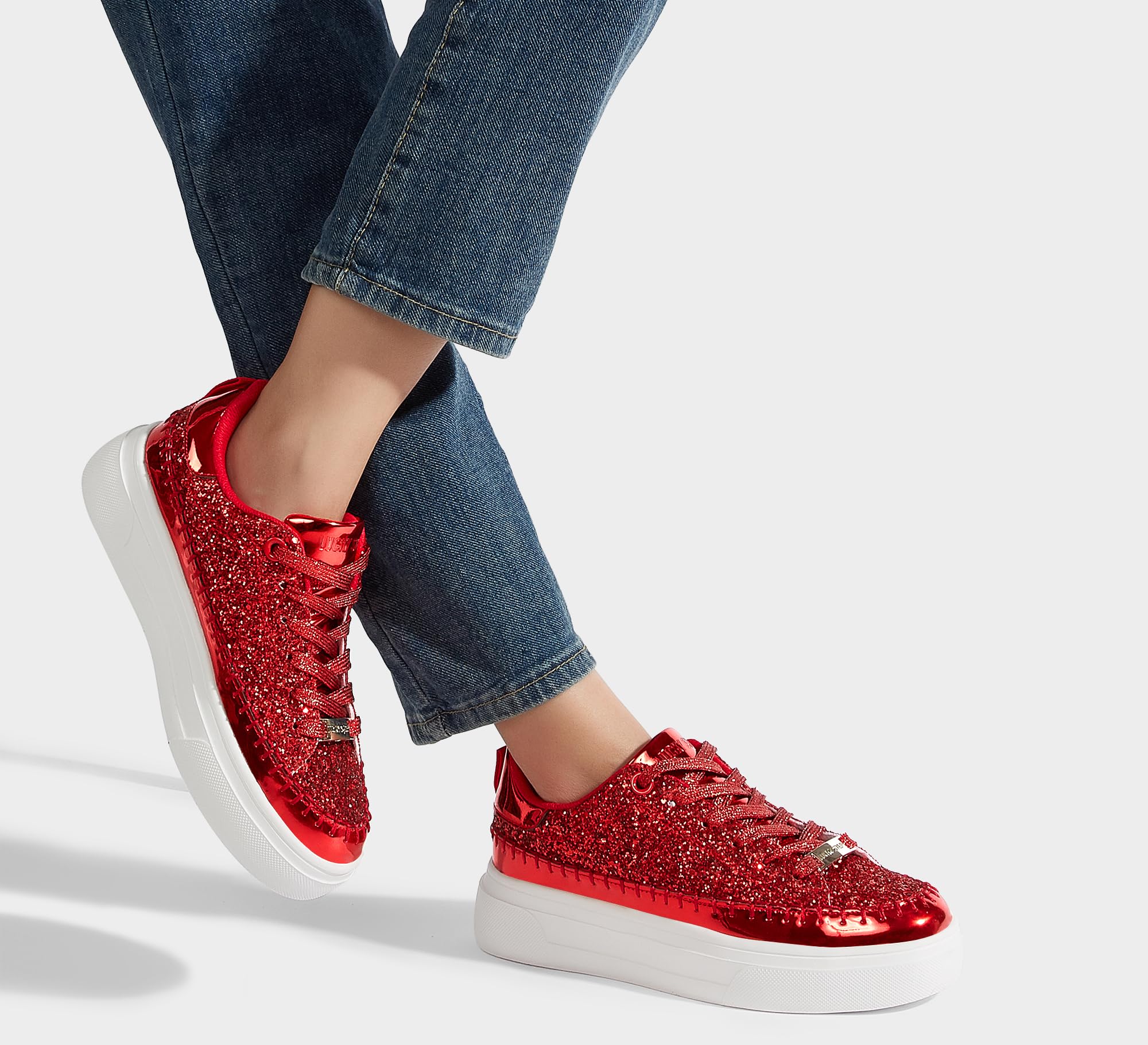 Red Glitter Platform Sneakers